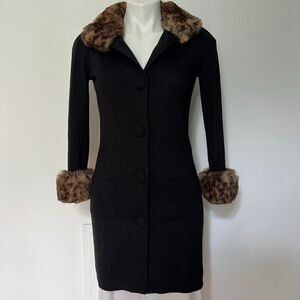 INC international concepts black faux fur cuffs and collar sweater vintage y2k